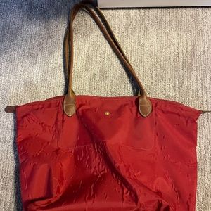 Longchamp large tote cherry red